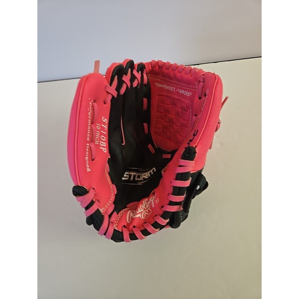 Rawlings ST10BP Girls Storm Softball Glove 10" Black and Pink Left Handed Throw